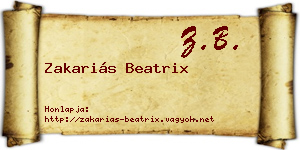 Zakariás Beatrix névjegykártya